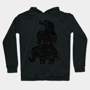 Elephant Family in Black Hoodie